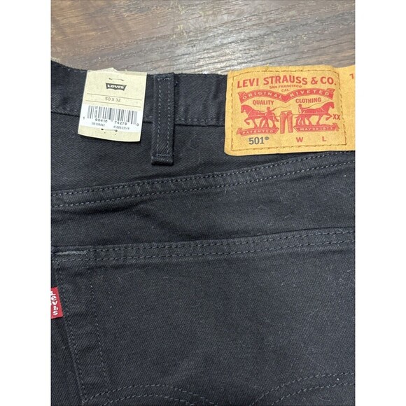 Levi's 501 Original Fit Jeans Men’s 50x32 Big & Tall Stretch Black Denim NWT - Picture 5 of 6